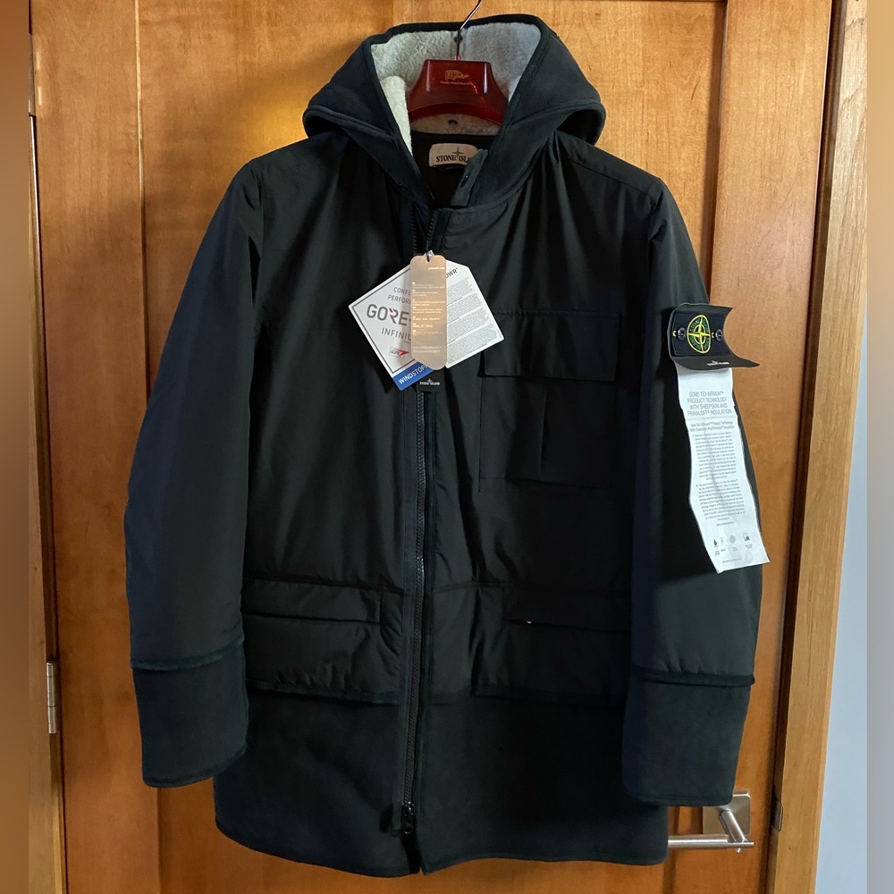 Stone Island Long Coat Size M Black